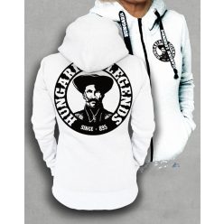 Magyar betyár mintás női cipzáras, kapucnis pulóver