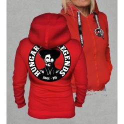 Magyar betyár női cipzáras, kapucnis pulóver