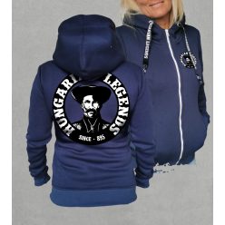 Magyar betyár női cipzáras, kapucnis pulóver