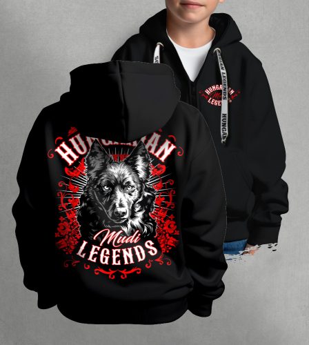 Mudi gyerek kapucnis, cipzáras pulóver