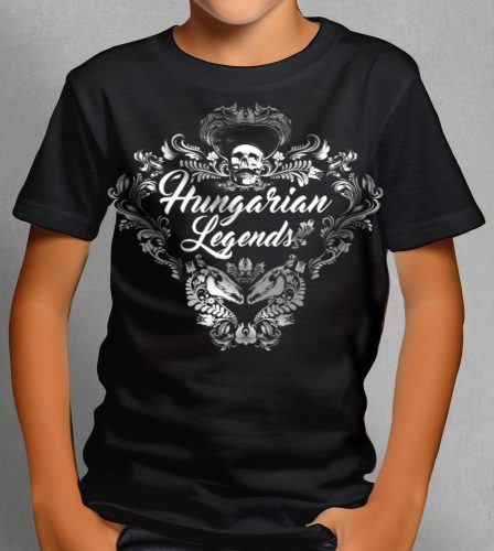 Magyar népi díszítés koponyával gyerek rövid ujjú póló