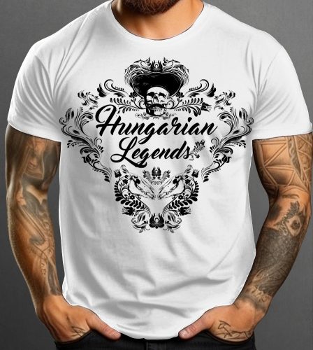 Magyar népi díszítés koponyával férfi rövid ujjú póló