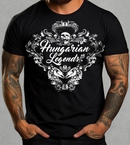 Magyar népi díszítés koponyával férfi rövid ujjú póló