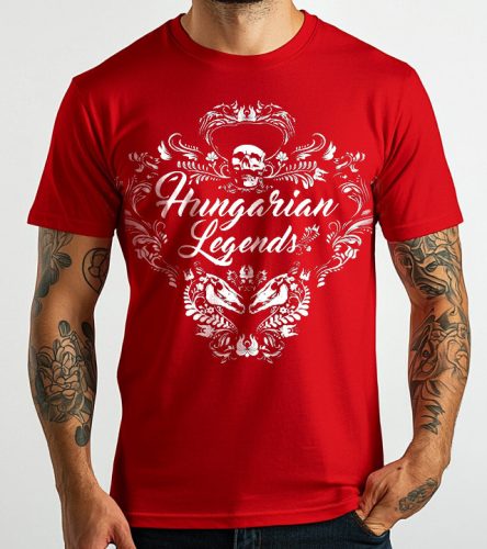 Magyar népi díszítés koponyával férfi rövid ujjú póló