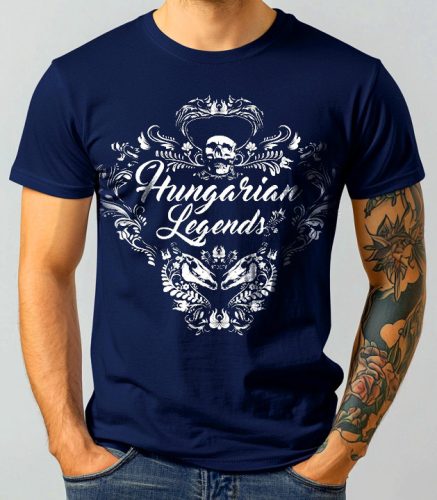 Magyar népi díszítés koponyával férfi rövid ujjú póló