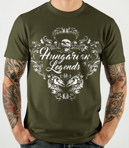 Magyar népi díszítés koponyával férfi rövid ujjú póló