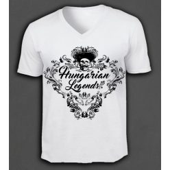 Magyar népi díszítés koponyával férfi v-nyakú póló