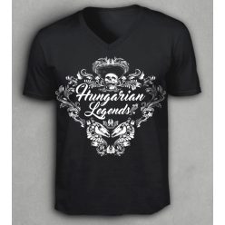 Magyar népi díszítés koponyával férfi v-nyakú póló