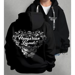   Magyar népi díszítés koponyával gyerek kapucnis, cipzáras pulóver