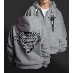   Magyar népi díszítés koponyával gyerek kapucnis, cipzáras pulóver