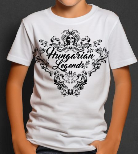 Magyar népi díszítés koponyával gyerek rövid ujjú póló