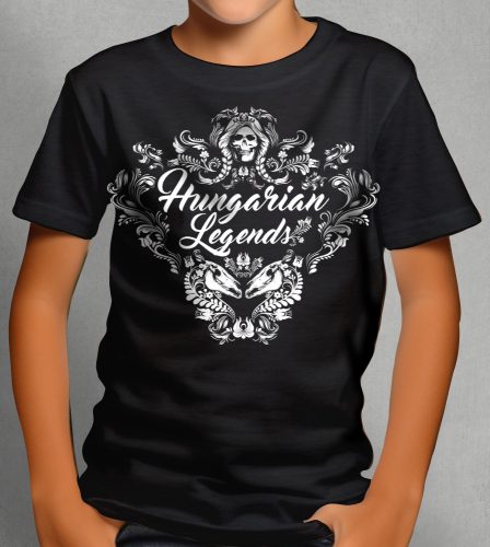 Magyar népi díszítés koponyával gyerek rövid ujjú póló