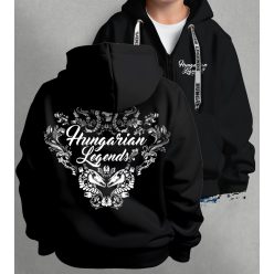   Magyar népi díszítés koponyával gyerek kapucnis, cipzáras pulóver