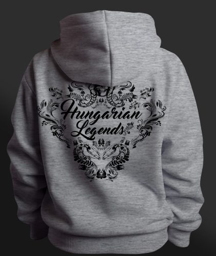 Magyar népi díszítés koponyával gyerek kapucnis, cipzáras pulóver