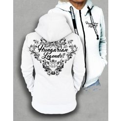   Magyar népi díszítés koponyával női cipzáras, kapucnis pulóver