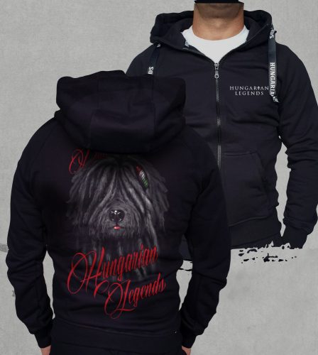 Puli férfi kapucnis, cipzáras pulóver