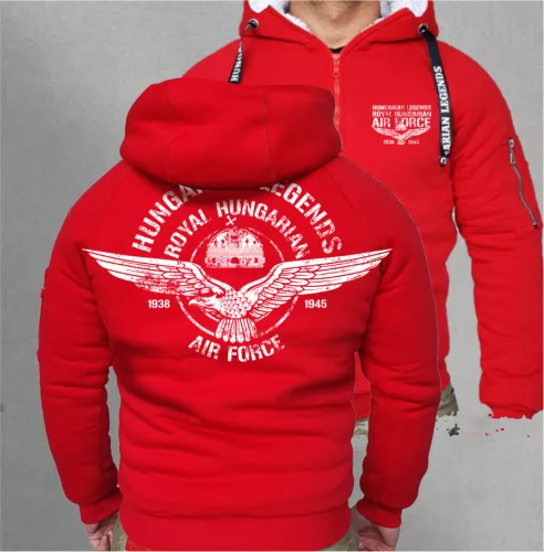Royal Hungarian AIR FORCE férfi sherpa béléses cipzáras pulóver