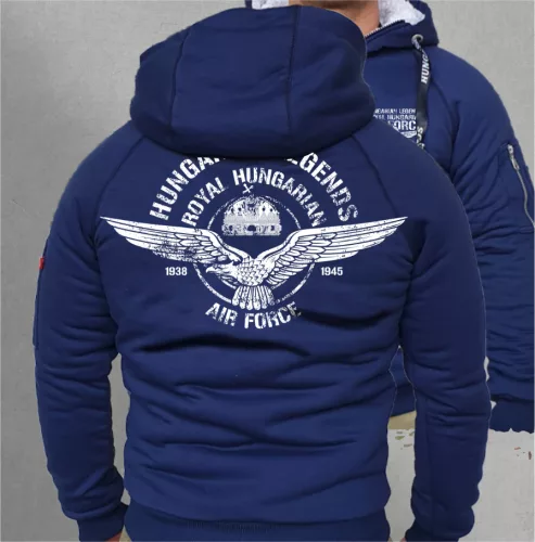 Royal Hungarian AIR FORCE férfi sherpa béléses cipzáras pulóver