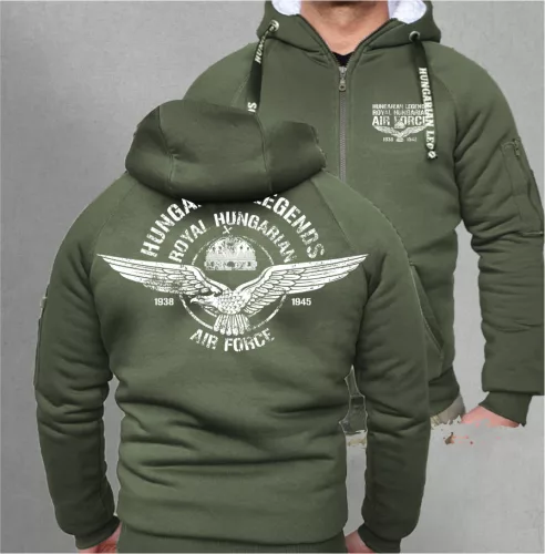 Royal Hungarian AIR FORCE férfi sherpa béléses cipzáras pulóver