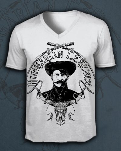 Rózsa Sándor - karikás ostorral férfi v-nyakú póló