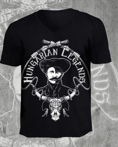 Rózsa Sándor - karikás ostorral férfi v-nyakú póló