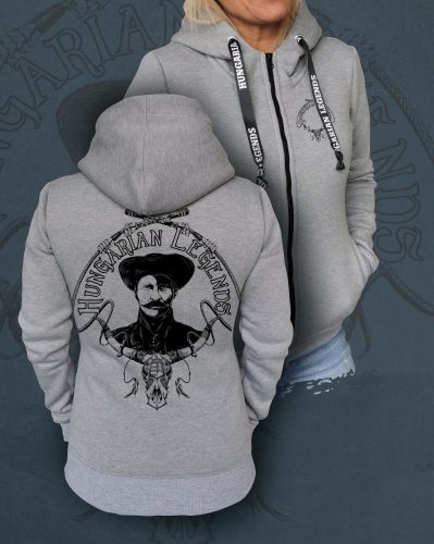 Rózsa Sándor - karikás ostorral női cipzáras, kapucnis pulóver