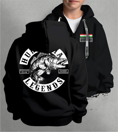 Süllő - Sander Lucioperca gyerek kapucnis, cipzáras pulóver