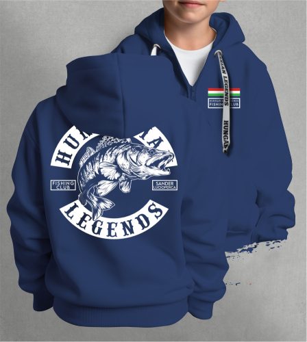 Süllő - Sander Lucioperca gyerek kapucnis, cipzáras pulóver