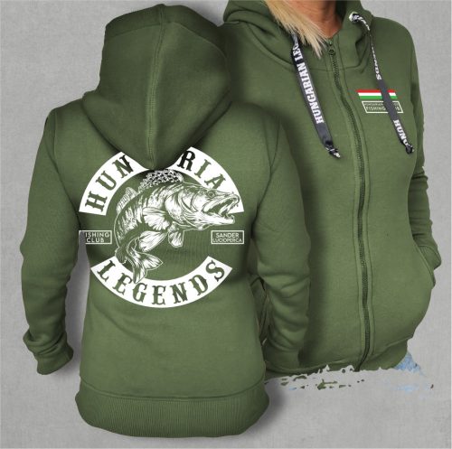 Süllő - Sander Lucioperca női cipzáras, kapucnis pulóver