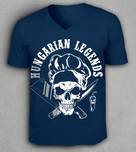 Koponyás szakács férfi v-nyakú póló