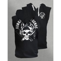 Koponyás szakács férfi kapucnis, cipzáras mellény