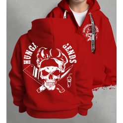 Koponyás szakács gyerek kapucnis, cipzáras pulóver