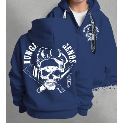 Koponyás szakács gyerek kapucnis, cipzáras pulóver