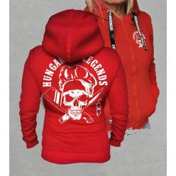 Koponyás szakács női cipzáras, kapucnis pulóver