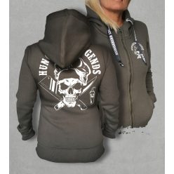 Koponyás szakács női cipzáras, kapucnis pulóver