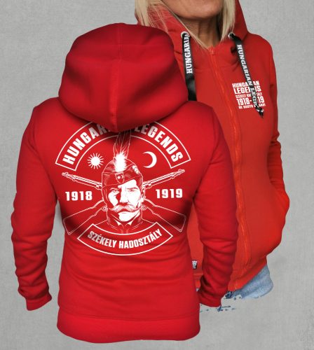 Székely hadosztály női cipzáras, kapucnis pulóver