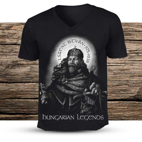 Szent István férfi v-nyakú póló
