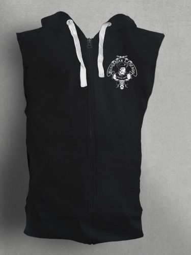 Vidróczki Márton - karikás ostorral férfi kapucnis, cipzáras mellény