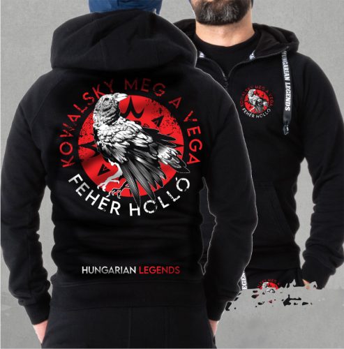 Kowalsky meg a Vega - Fehér holló férfi kapucnis, cipzáras pulóver