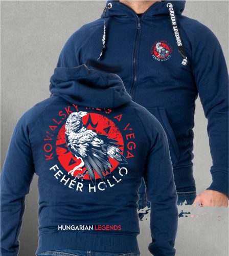 Kowalsky meg a Vega - Fehér holló férfi kapucnis, cipzáras pulóver