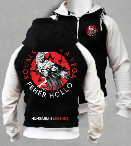 Kowalsky meg a Vega - Fehér holló férfi kapucnis, cipzáras pulóver