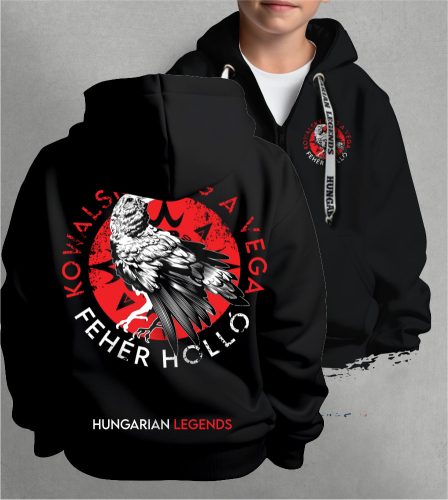 Kowalsky meg a Vega - Fehér holló gyerek kapucnis, cipzáras pulóver