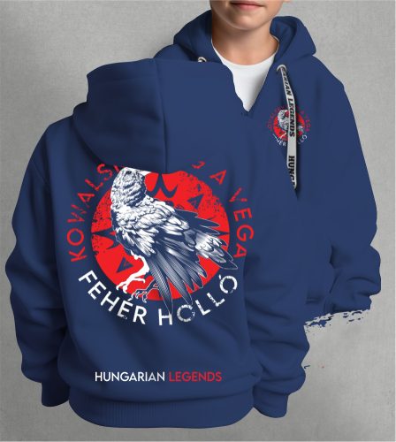 Kowalsky meg a Vega - Fehér holló gyerek kapucnis, cipzáras pulóver