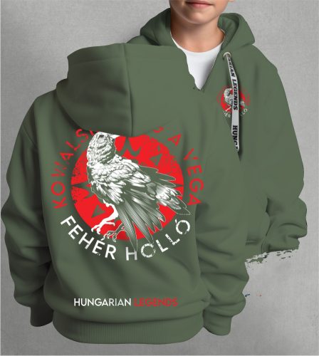 Kowalsky meg a Vega - Fehér holló gyerek kapucnis, cipzáras pulóver