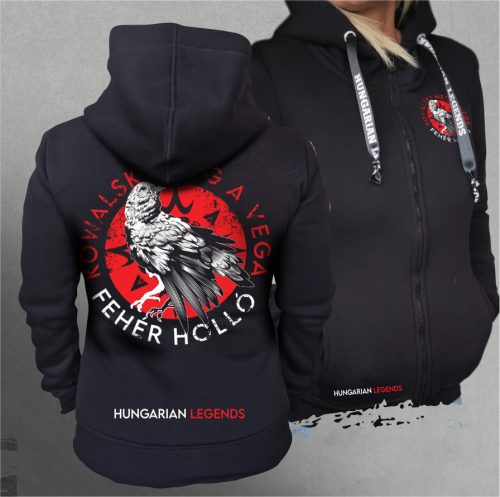 Kowalsky meg a Vega - Fehér holló női cipzáras, kapucnis pulóver