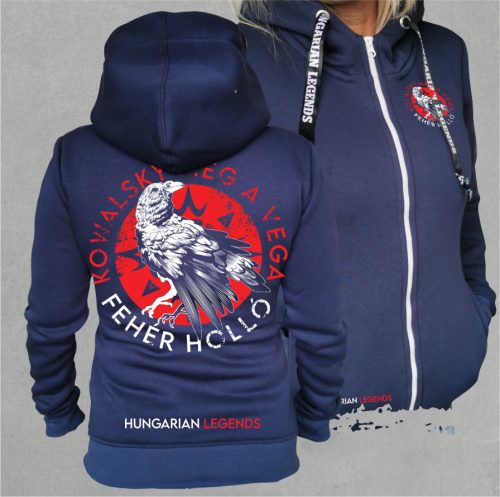 Kowalsky meg a Vega - Fehér holló női cipzáras, kapucnis pulóver