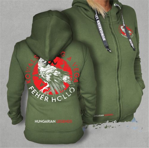 Kowalsky meg a Vega - Fehér holló női cipzáras, kapucnis pulóver