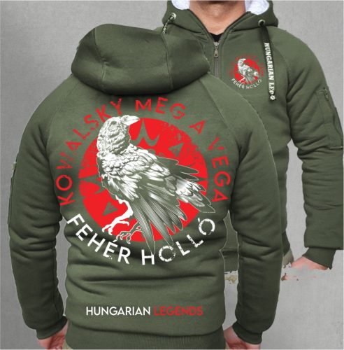 Kowalsky meg a Vega - Fehér holló férfi sherpa béléses cipzáras pulóver