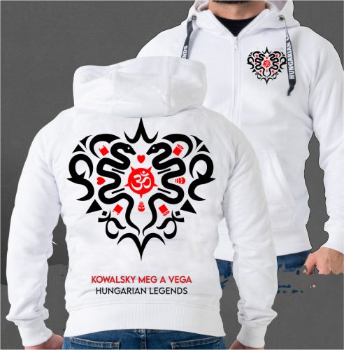 Kowalsky meg a Vega - Szív logó férfi kapucnis, cipzáras pulóver