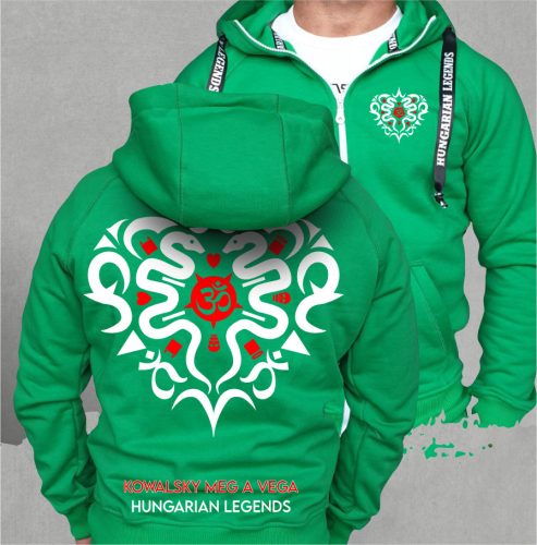 Kowalsky meg a Vega - Szív logó férfi kapucnis, cipzáras pulóver